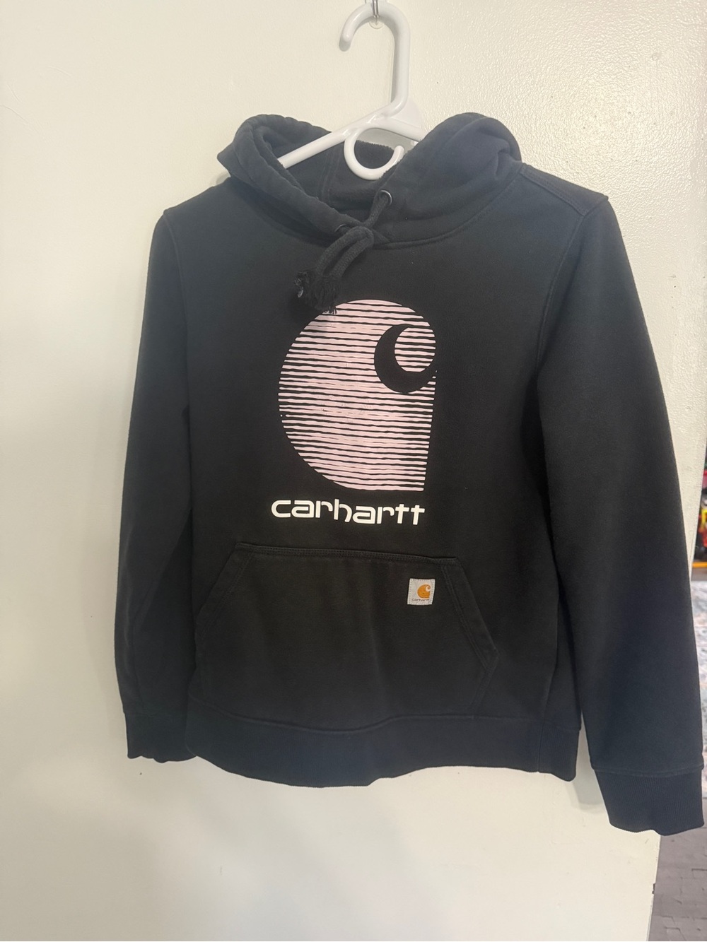 Carhartt Black Hoodie with White Logo Print